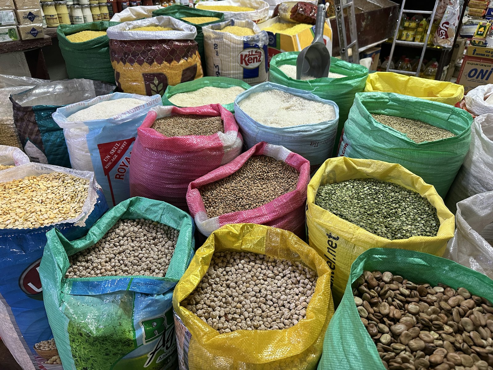 Bags of grains and legumes